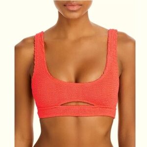 Bond Eye The Sasha Cutout Crinkle Bikini Top Neon